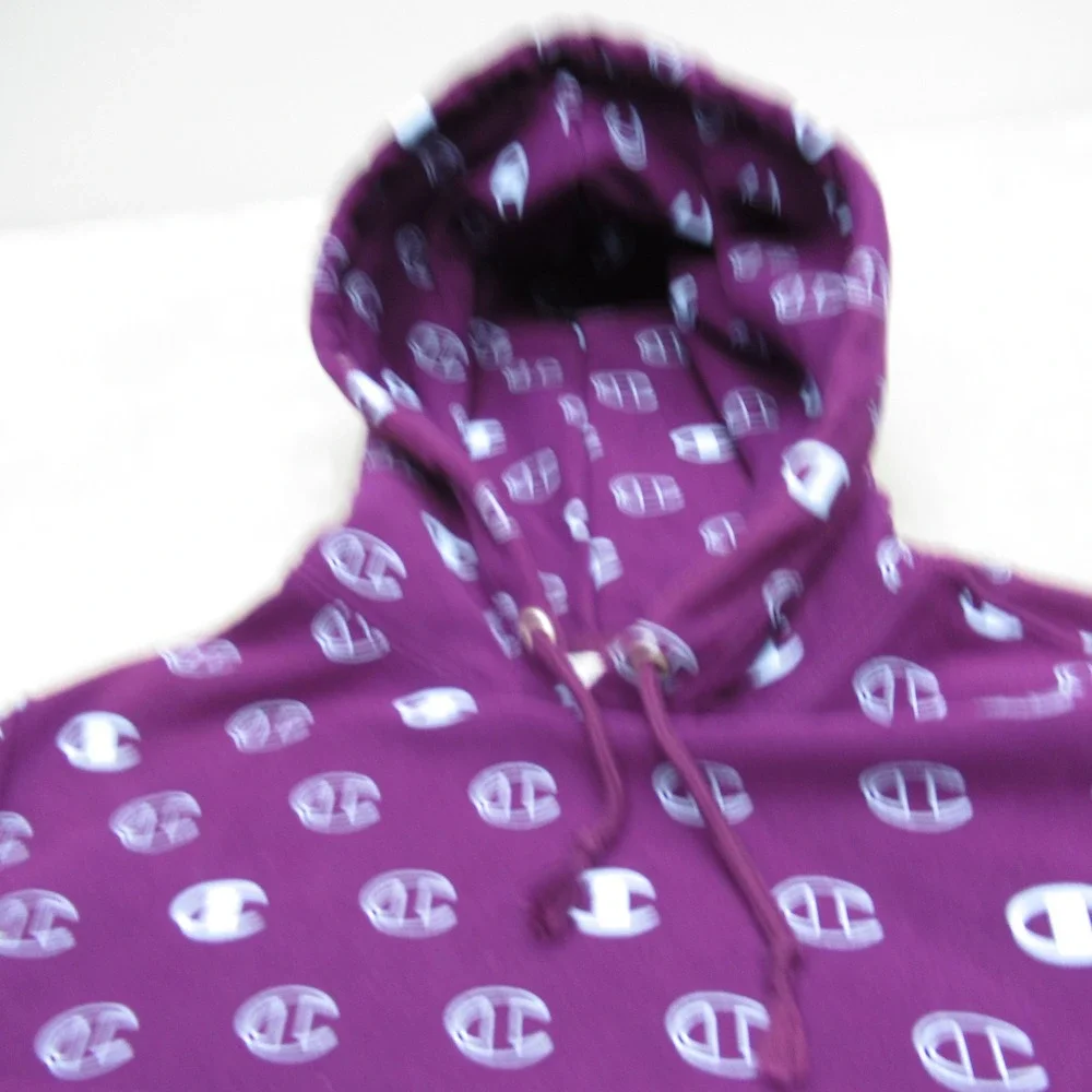 Champion Hoodie Womens Medium Purple All Over Print Reverse Weave Heavyweight - Picture 7 of 12
